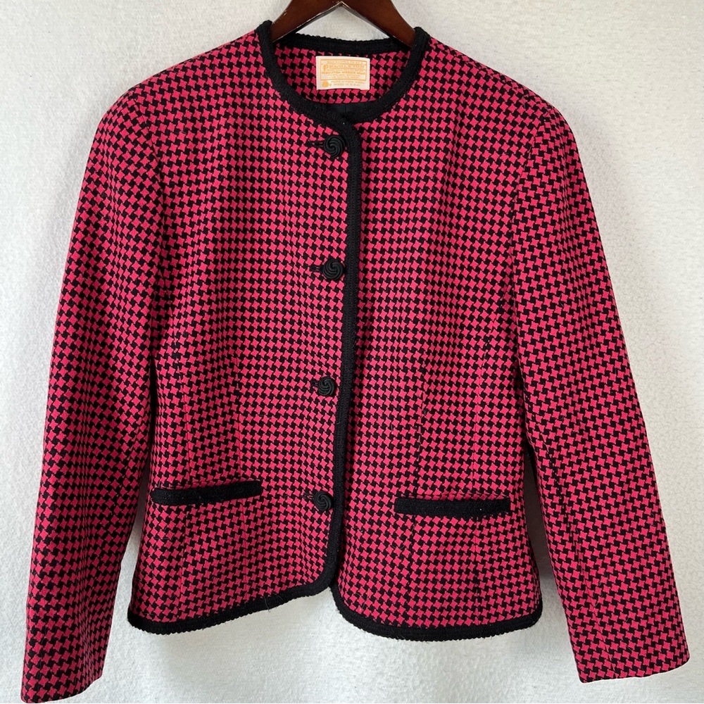 Pendleton Vintage Wool Pink Black Houndstooth Bus… - image 1